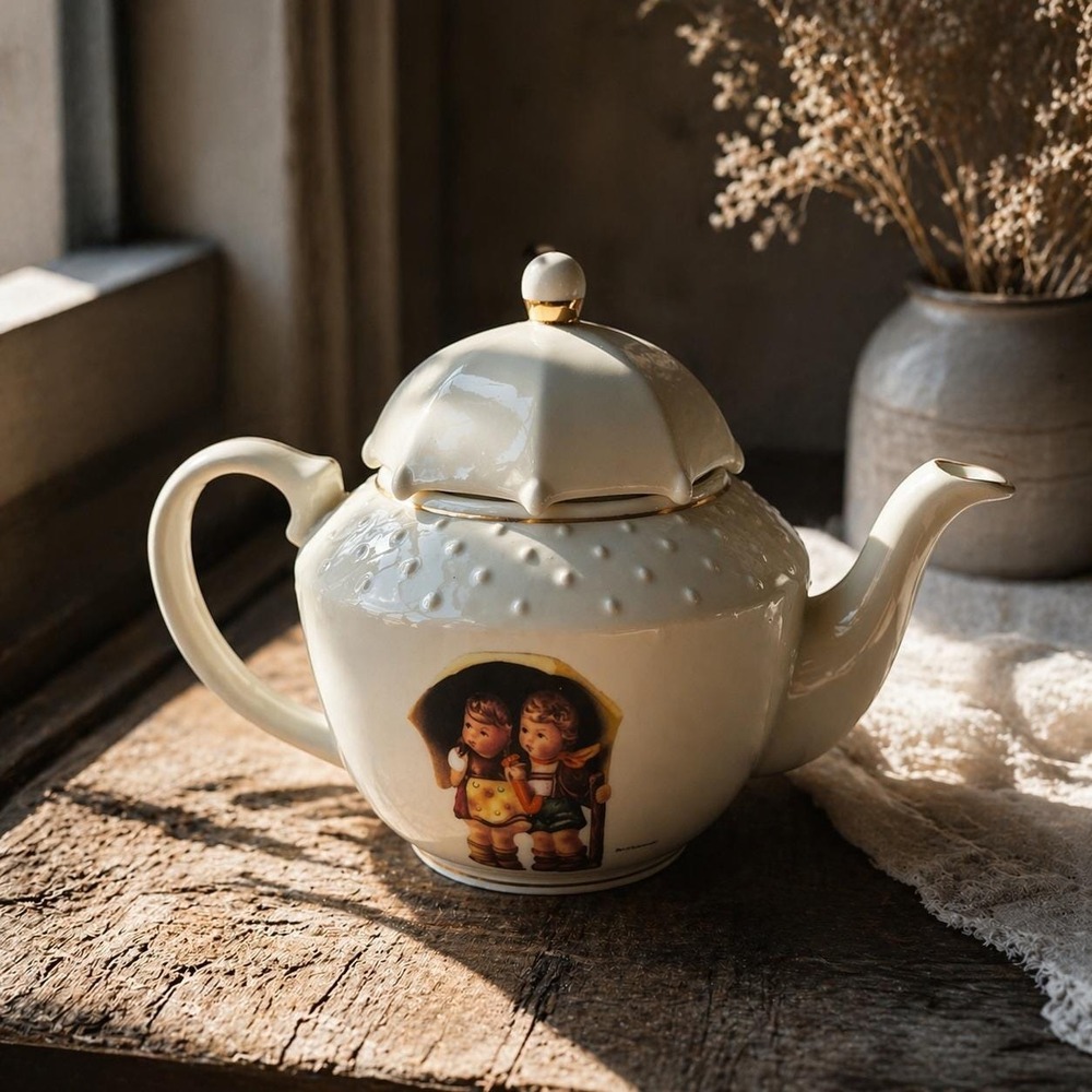 MJ Hummel Stormy Weather Danbury Mint Porcelain Teapot Goebel Grandmillennial